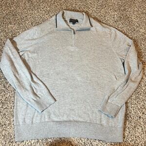 Banana Republic Mens Gray 1/4‎ Zip Eco Sweater Size L Ribbed Collar Cuffs